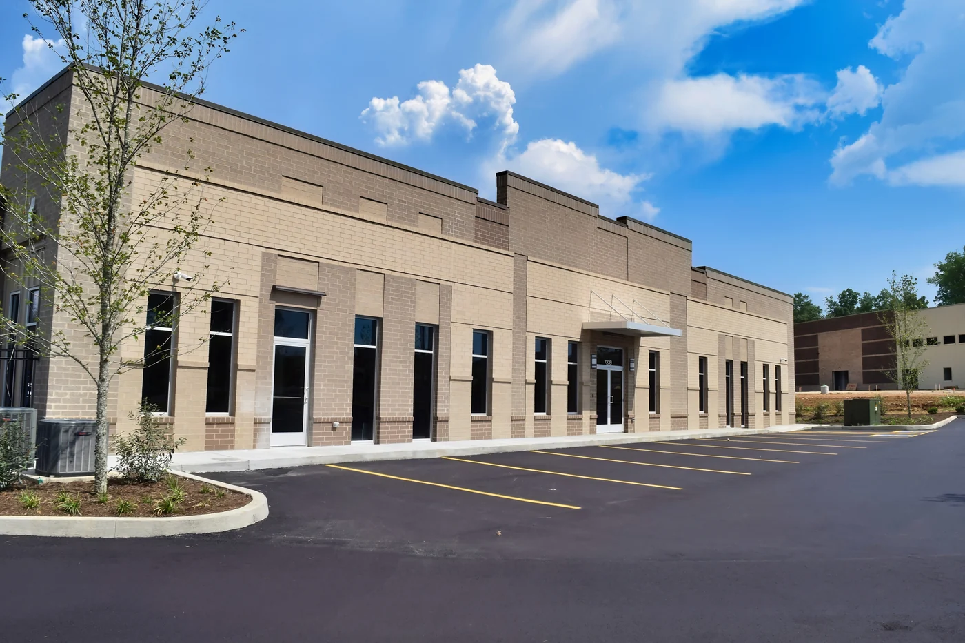 Buck Steel commercial steel building showroom and office with masonry front in Nolensville, Tennessee